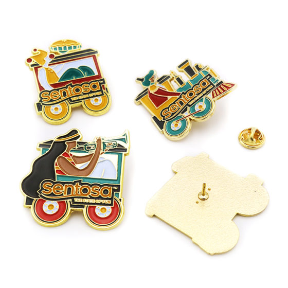 Custom enamel collar pins in brand mascot shape