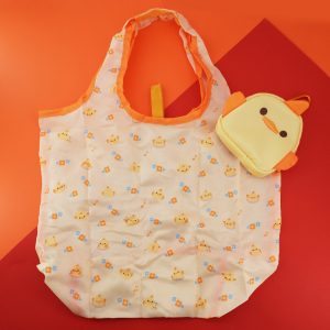 Custom foldable tote bag with brand mascot shape - opened