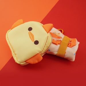 Custom foldable tote bag in the shape of a brand mascot